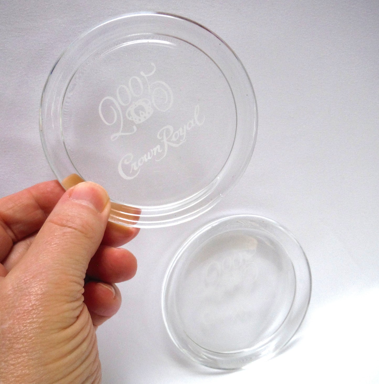 Pair of Collectible 2005 ROUND GLASS COASTERS, From Crown Royal Canada