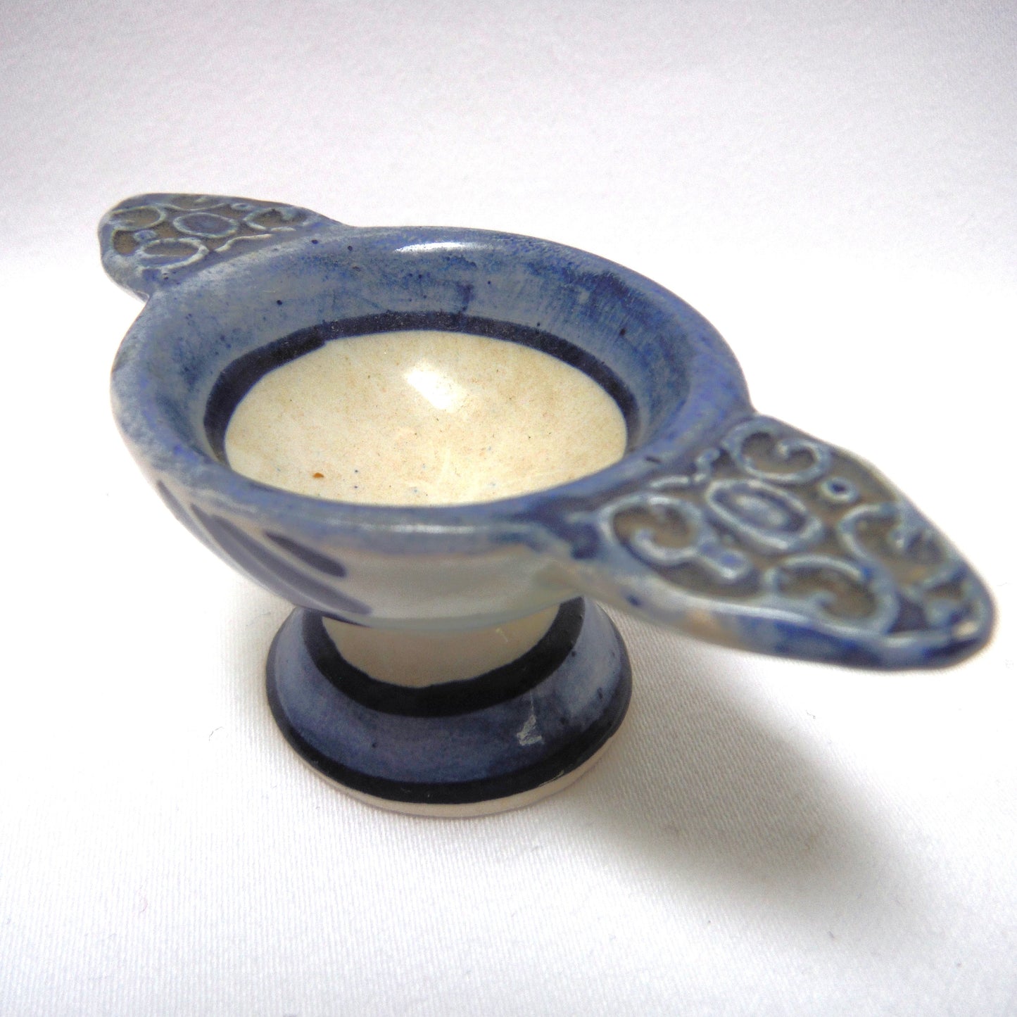Vintage Hand Painted Delft Blue Miniature TWO-HANDLED PEDESTAL CUP