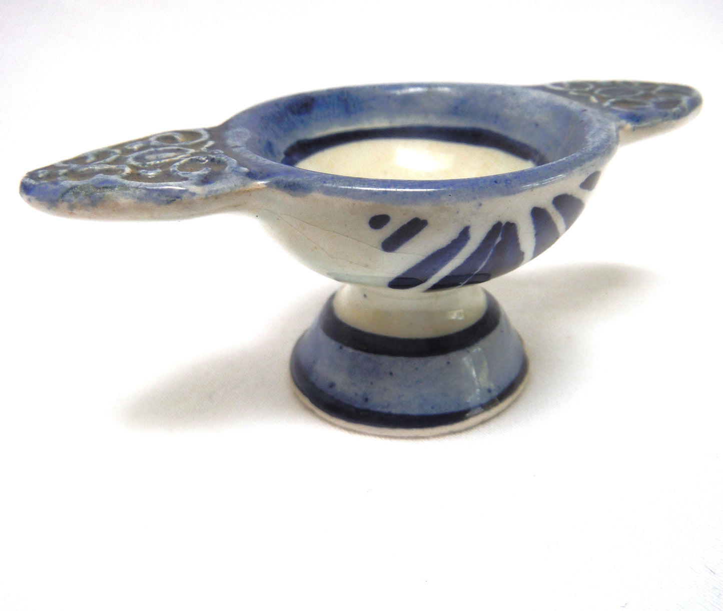 Vintage Hand Painted Delft Blue Miniature TWO-HANDLED PEDESTAL CUP