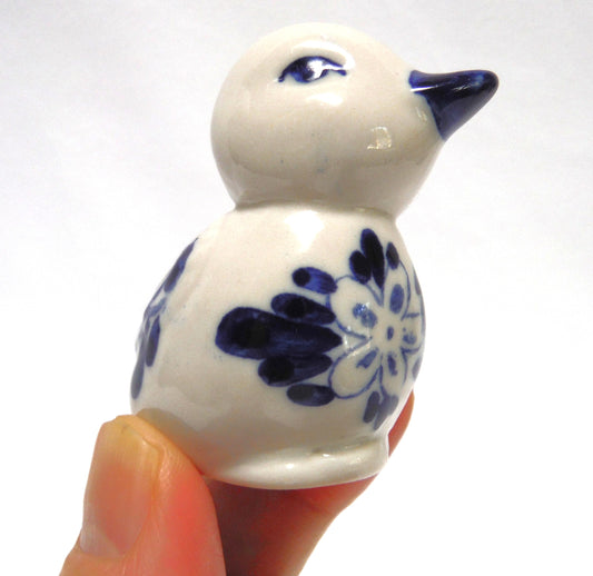 Vintage Hand Painted Delft Blue Little Miniature BABY DUCK