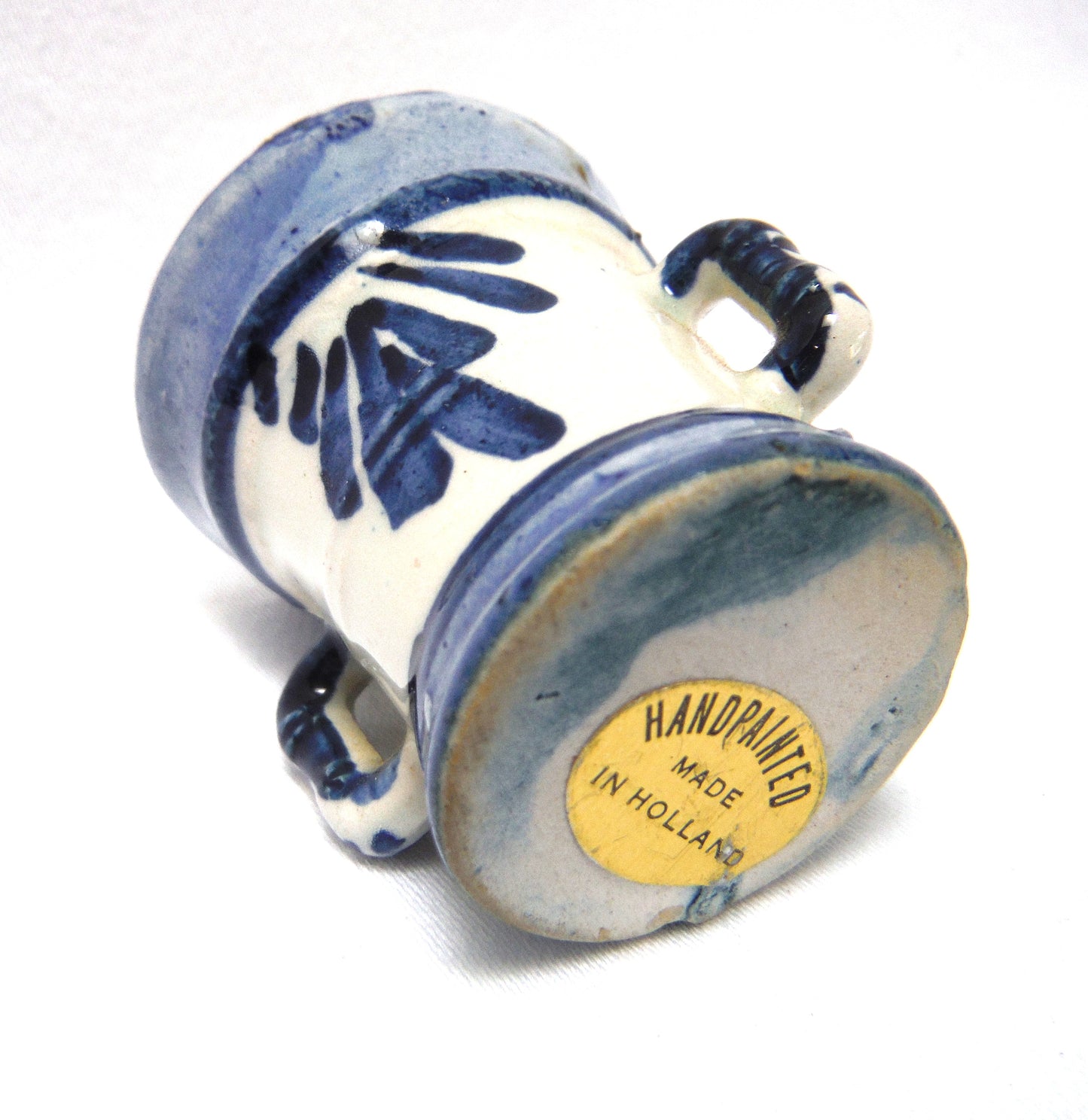 Vintage Hand Painted Delft Blue Miniature DUAL-HANDED MUG