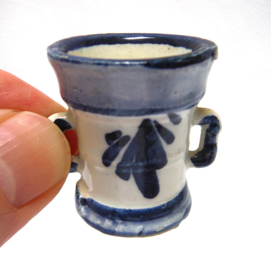 Vintage Hand Painted Delft Blue Miniature DUAL-HANDED MUG