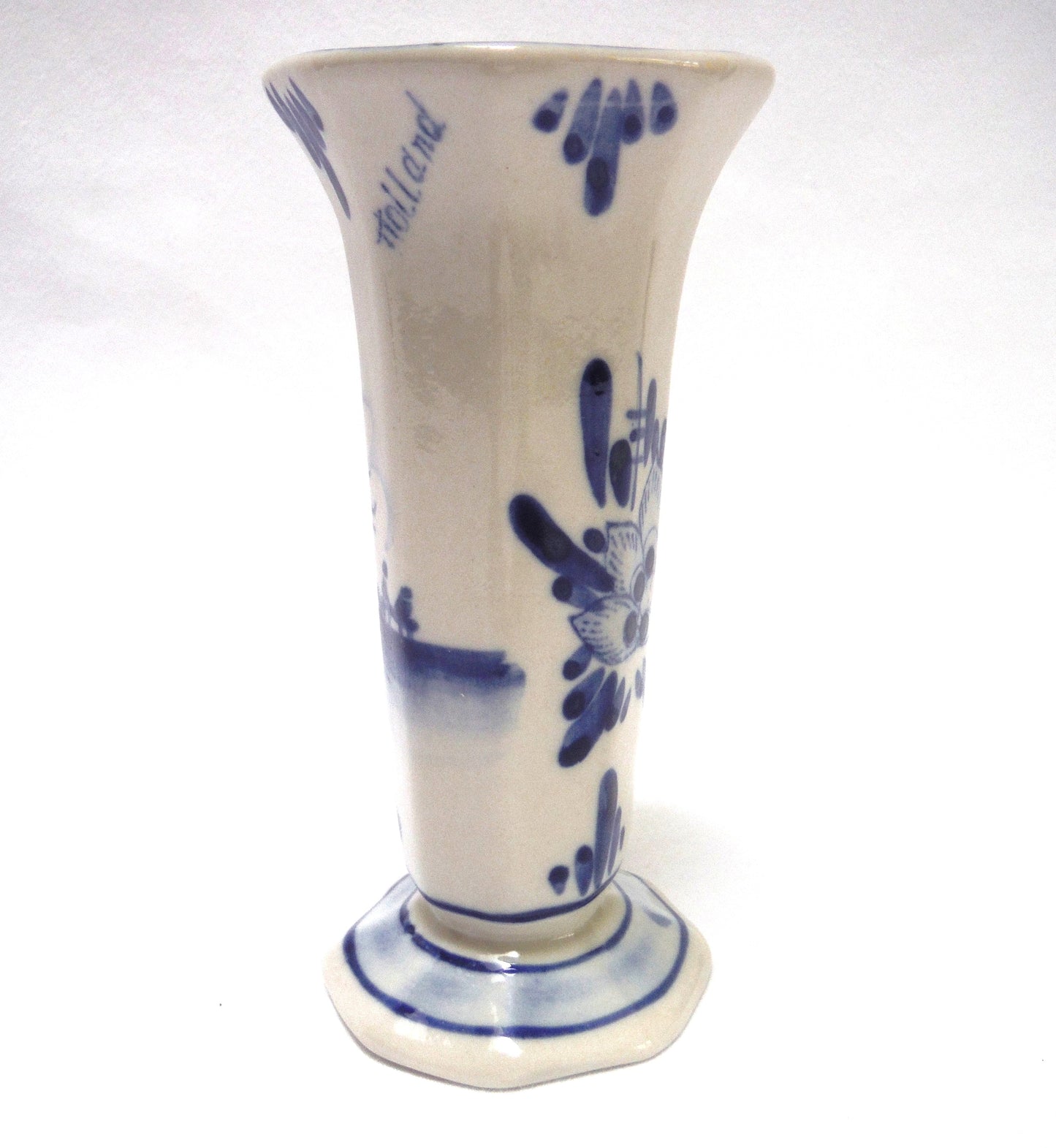 Vintage Hand Painted Delft Blue MEDIUM SIZED FLOWER VASE