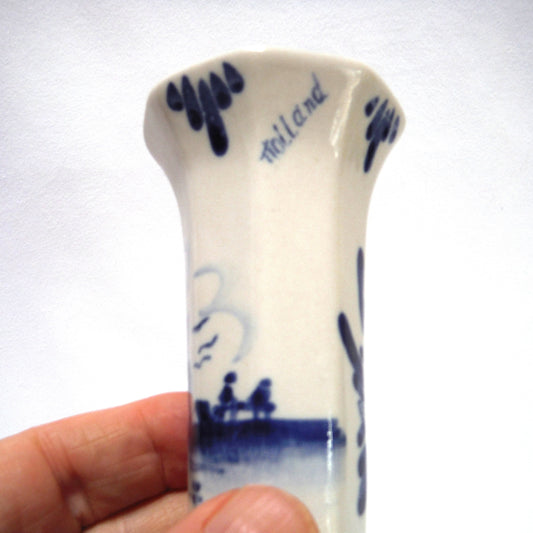 Vintage Hand Painted Delft Blue MEDIUM SIZED FLOWER VASE