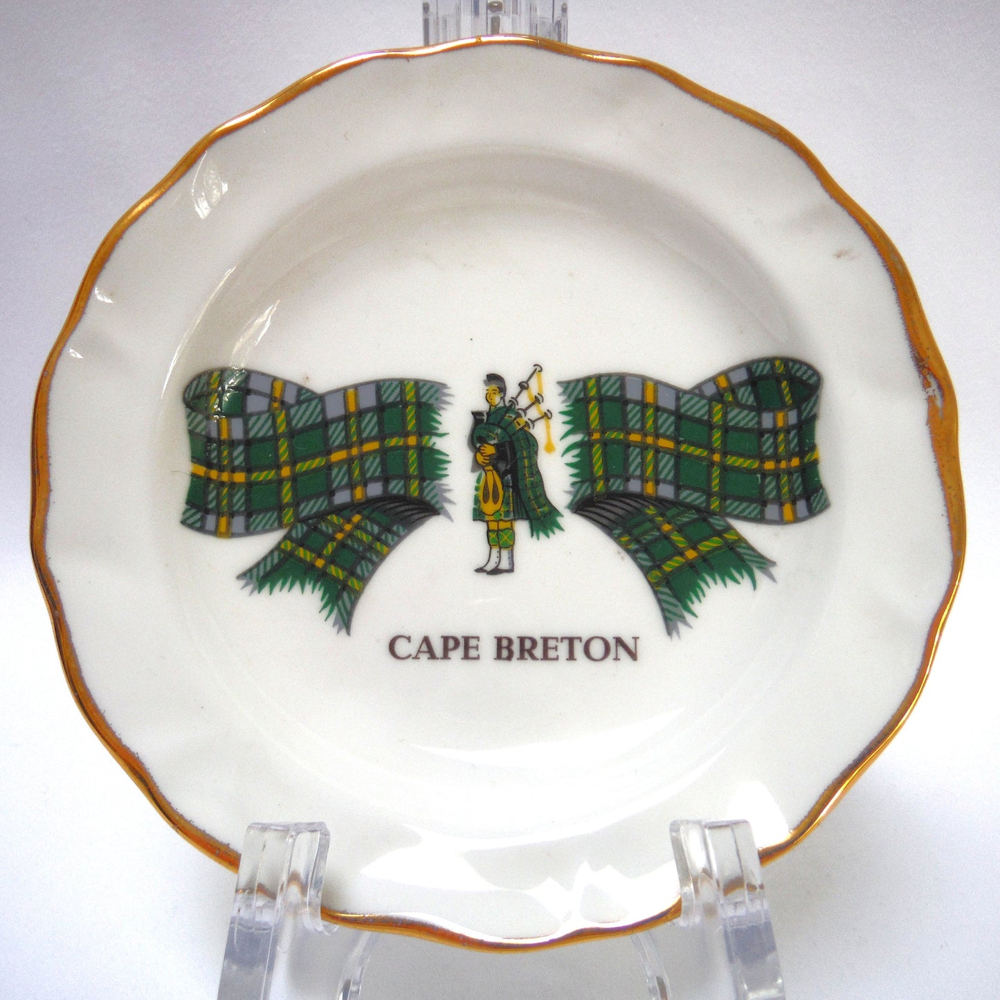 CAPE BRETON ISLAND, CANADA: Miniature Trinket Tray with CB Tartan & Piper!