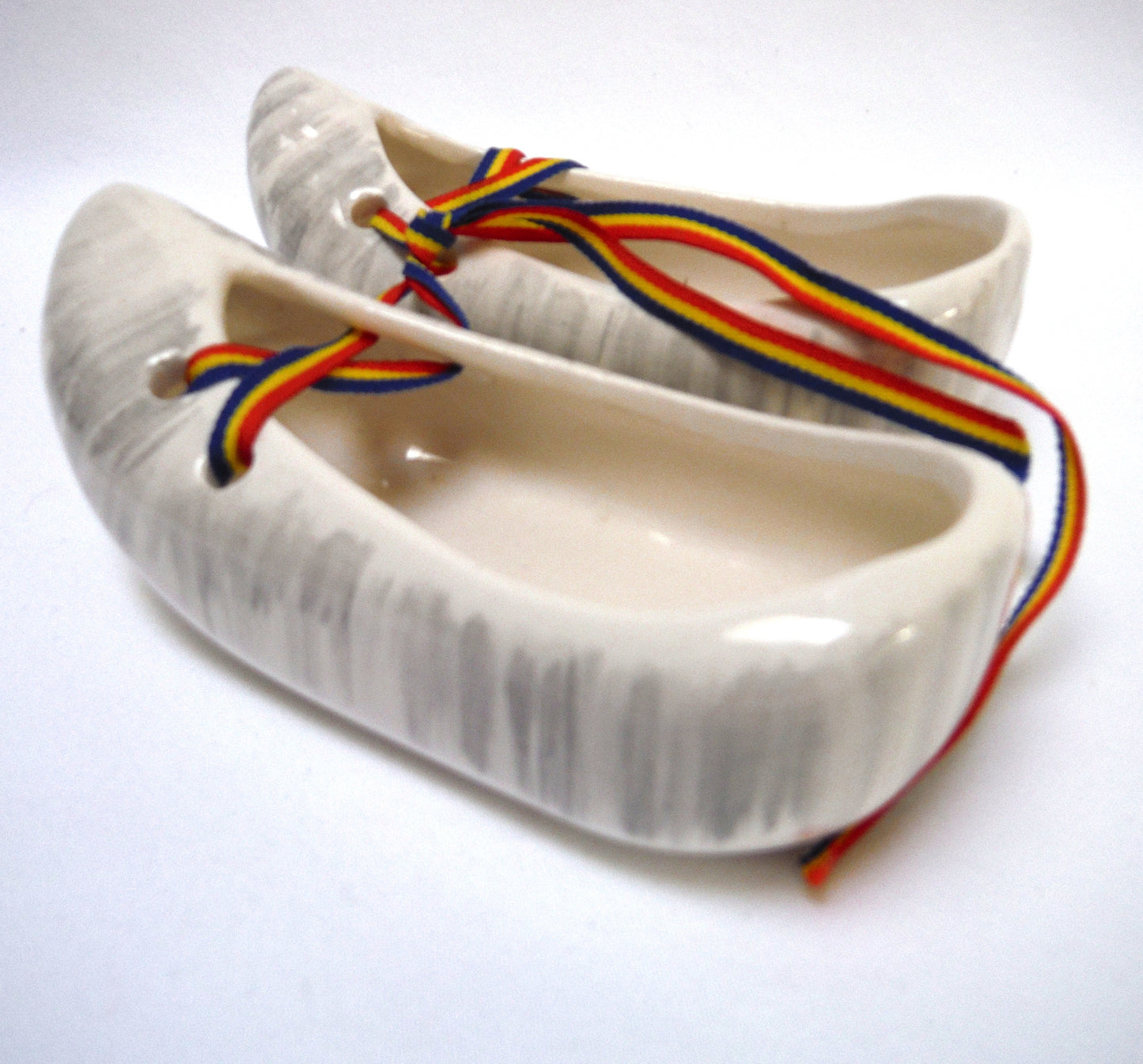 Miniature Ceramic White Ballet Slippers, Made in Romania