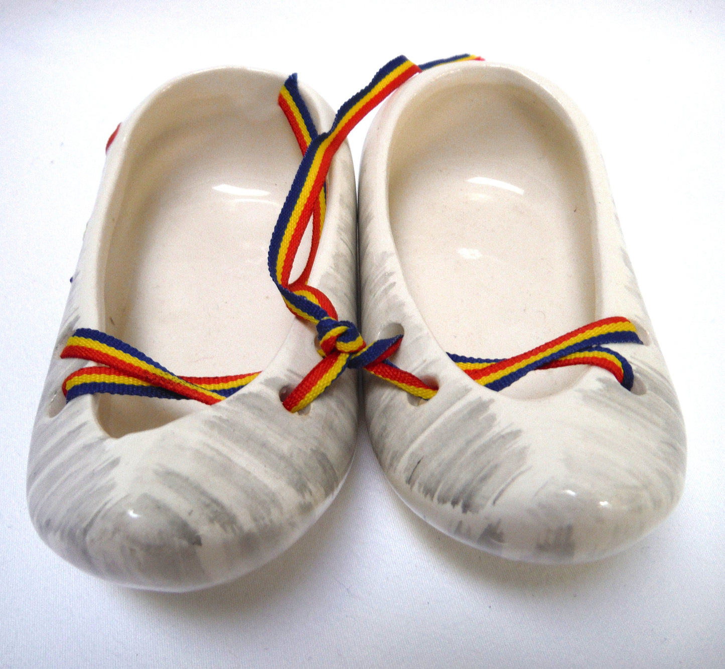 Miniature Ceramic White Ballet Slippers, Made in Romania