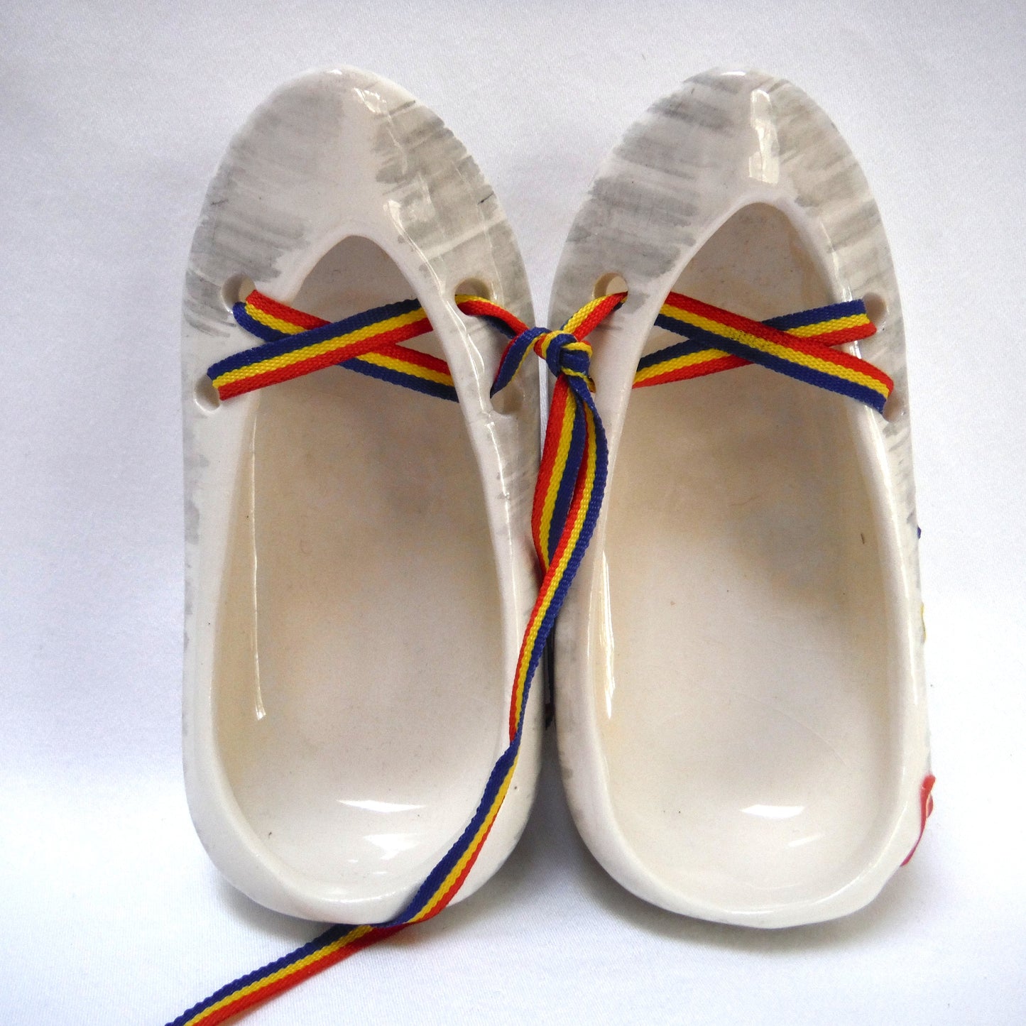 Miniature Ceramic White Ballet Slippers, Made in Romania
