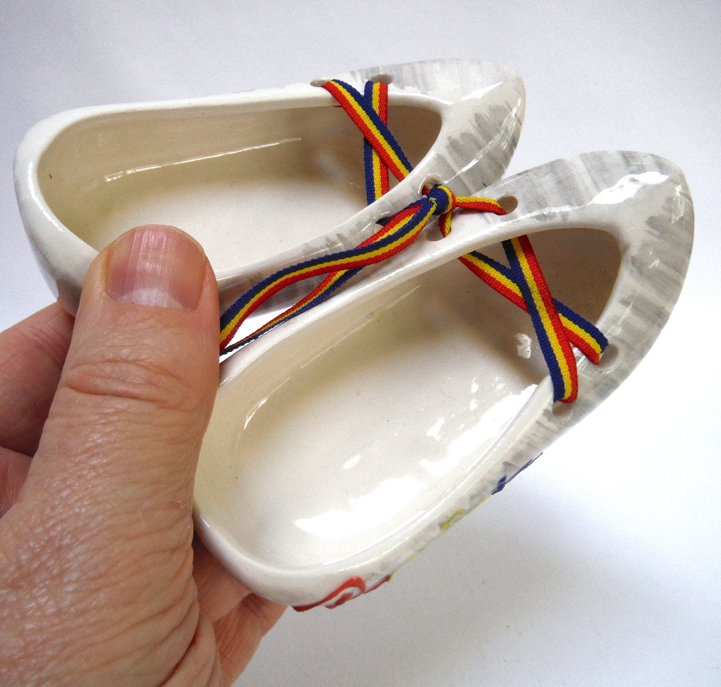 Miniature Ceramic White Ballet Slippers, Made in Romania
