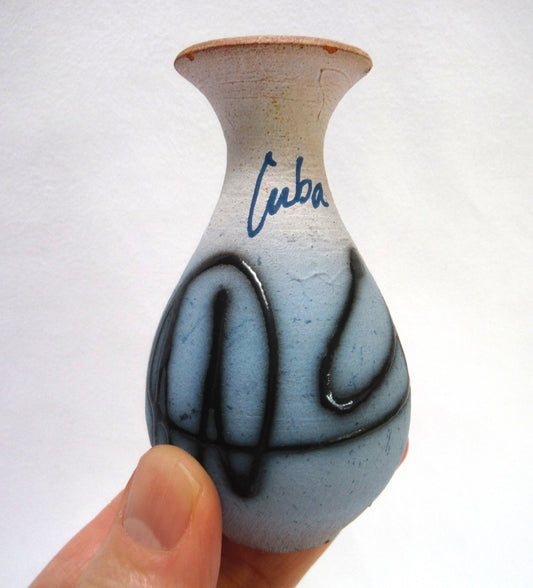 Miniature Ceramic Hand Painted Souvenir Vase from CUBA
