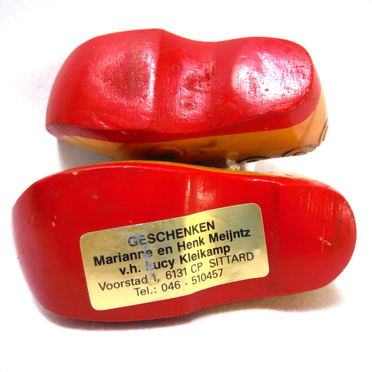 Hand Carved, Hand Painted Pair of Miniature Souvenir PAIR OF DUTCH WOODEN CLOGS