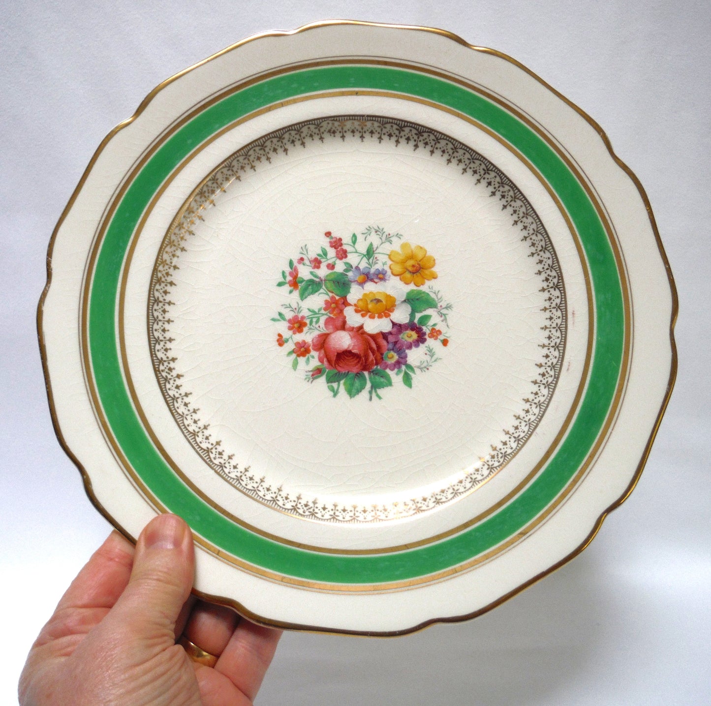 Antique Large Decorative 10.5 Inch Plate by The Johnson Brothers of England: "PAPEEK"