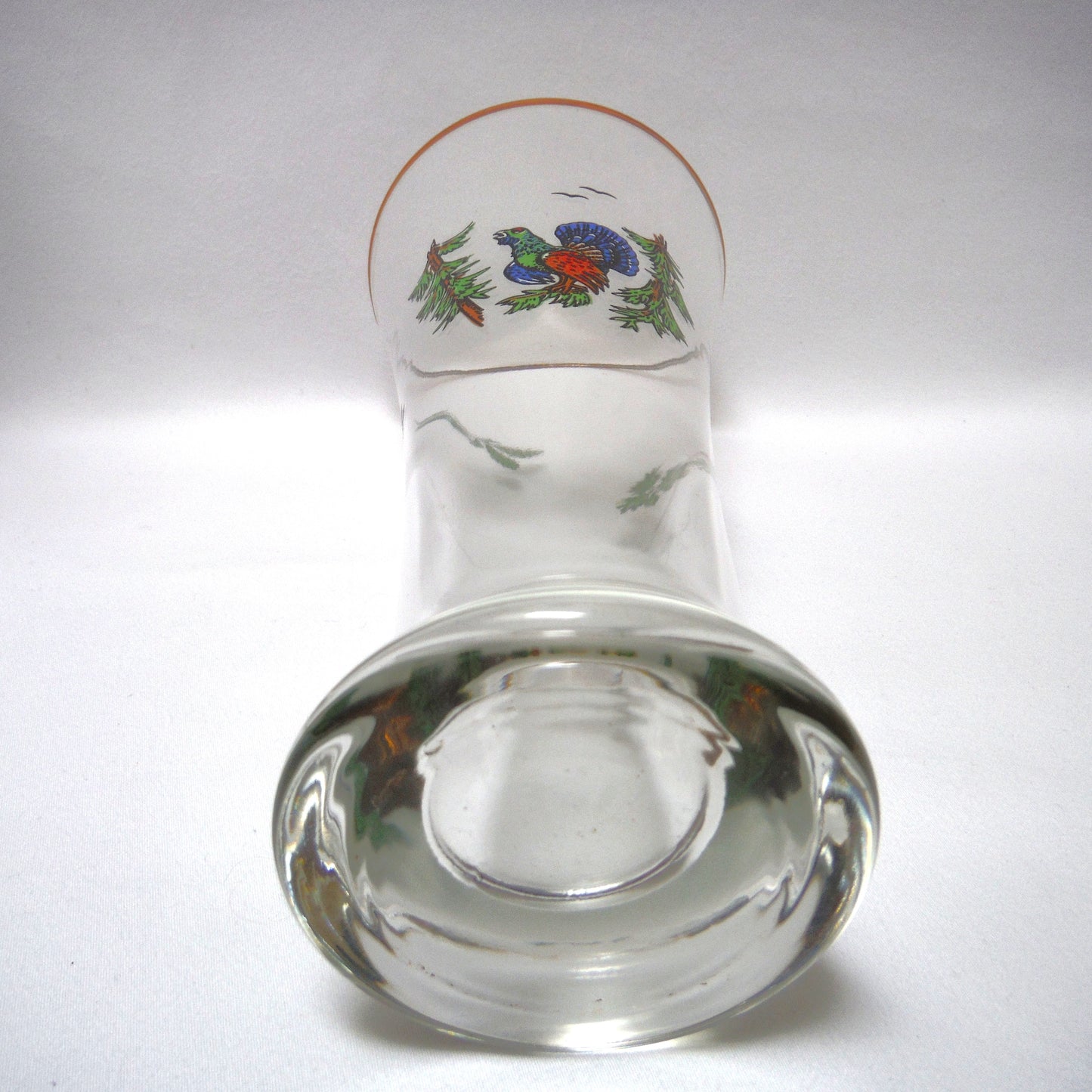 TALL VINTAGE GOLD-RIMMED PILSNER BEER GLASSES, Set of SIX with Unique Coloured Animal Figures