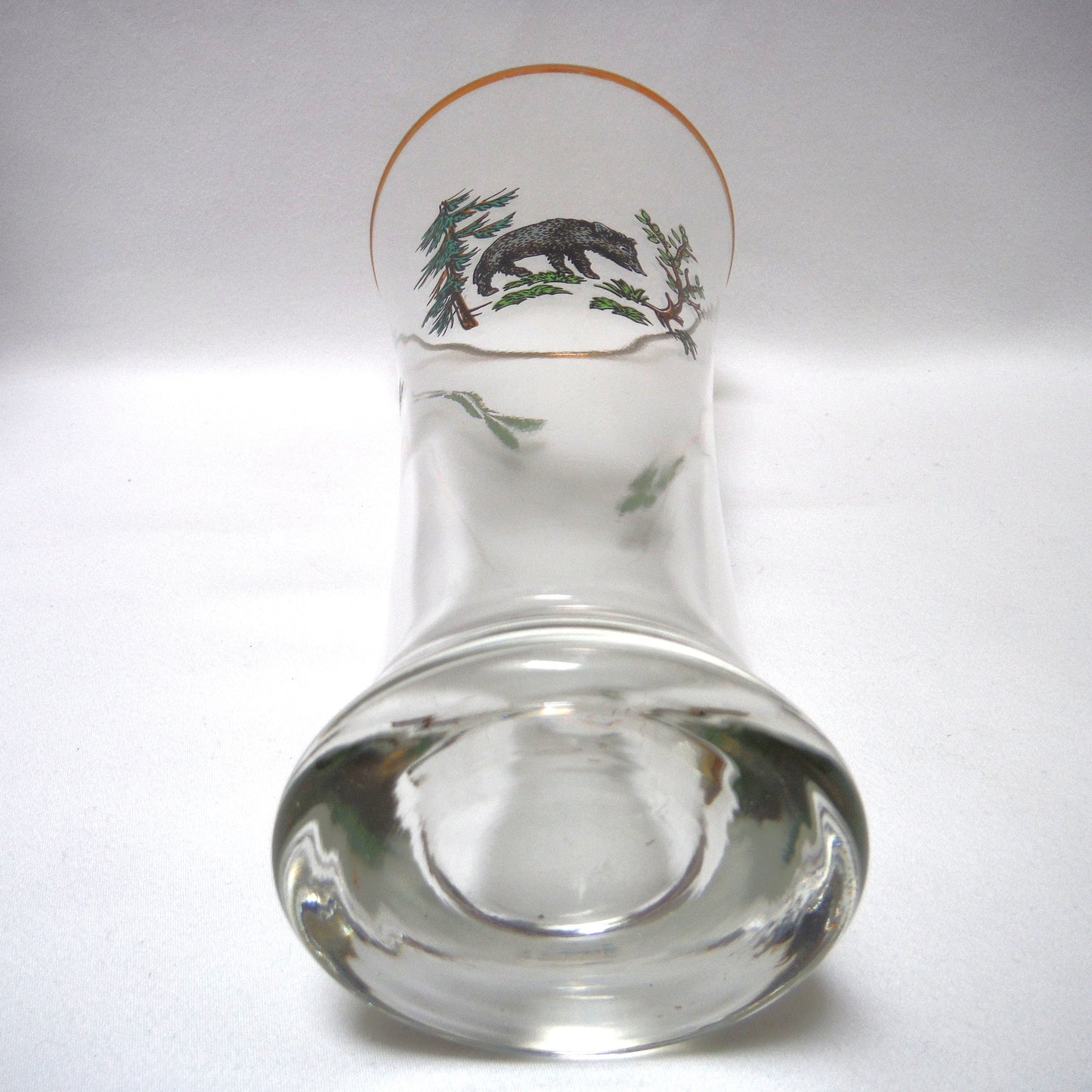 TALL VINTAGE GOLD-RIMMED PILSNER BEER GLASSES, Set of SIX with Unique Coloured Animal Figures
