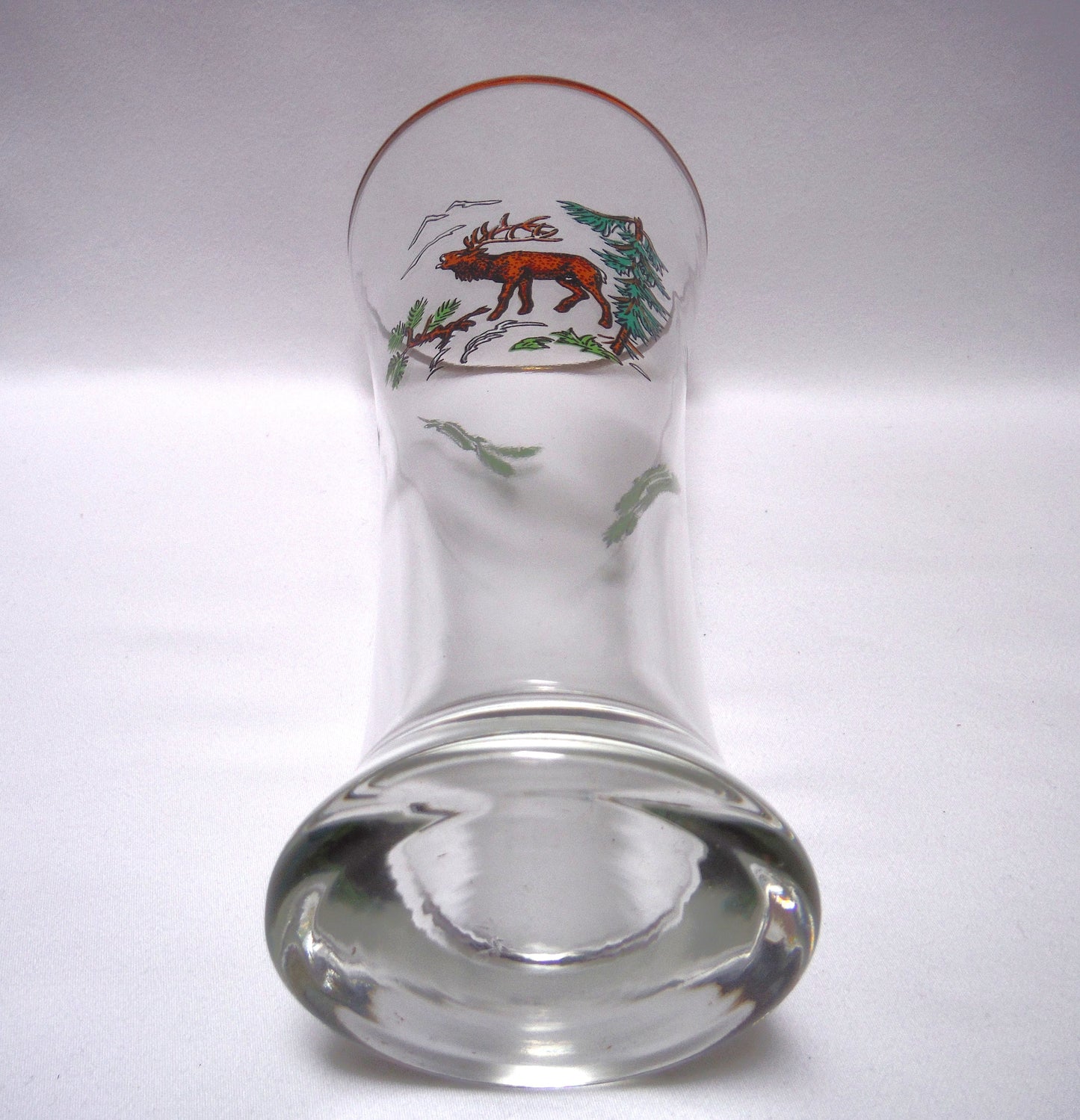 TALL VINTAGE GOLD-RIMMED PILSNER BEER GLASSES, Set of SIX with Unique Coloured Animal Figures