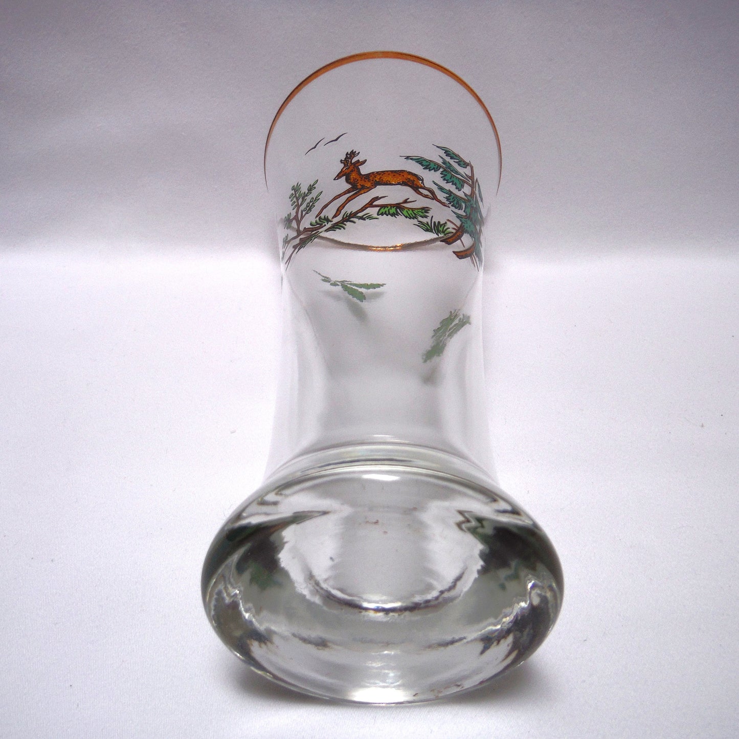 TALL VINTAGE GOLD-RIMMED PILSNER BEER GLASSES, Set of SIX with Unique Coloured Animal Figures