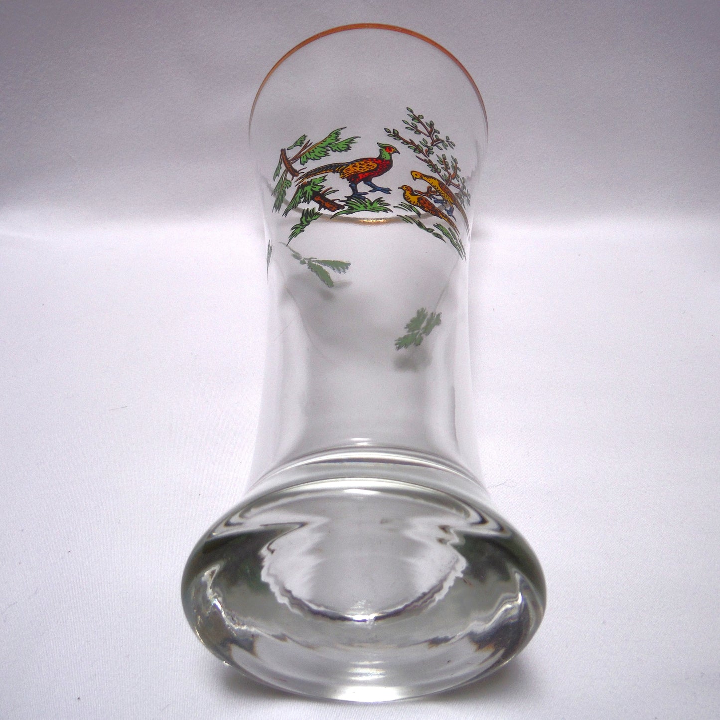 TALL VINTAGE GOLD-RIMMED PILSNER BEER GLASSES, Set of SIX with Unique Coloured Animal Figures