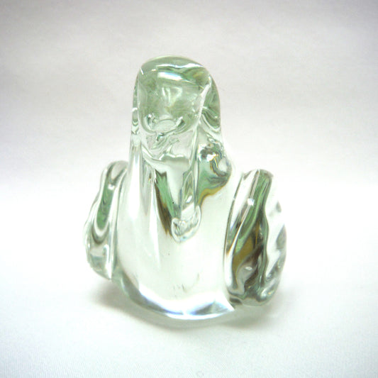 Miniature Vintage Clear-Glass Hand-Blown Figurine: 'THE MOURNING DOVE'