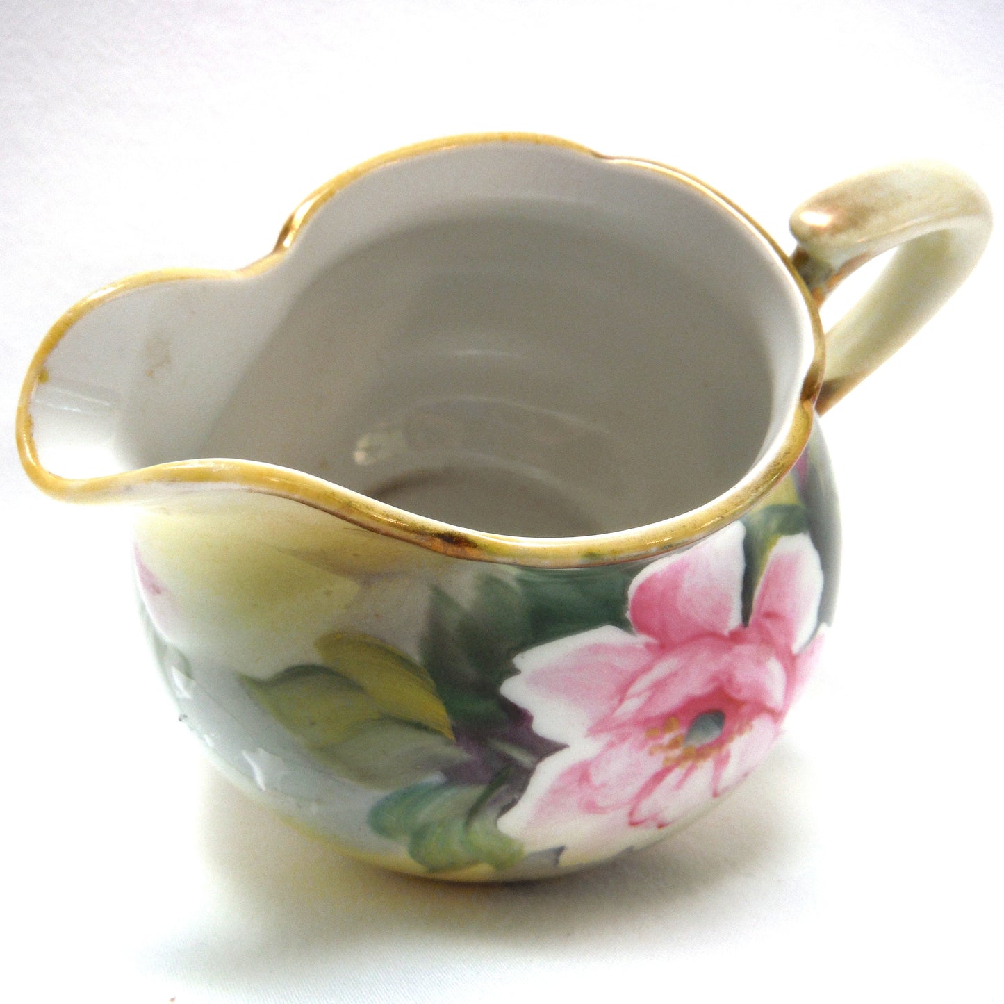 Antique Cream and Covered Sugar Bowl by Nippon of Japan: " THE PINK FLOWERS COLLECTION"