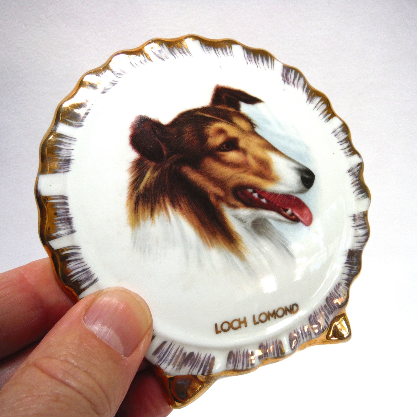 "Loch Lomond" and Portrait of LASSIE Vintage Desk Display Item, by The Highland Art Studios of Scotland
