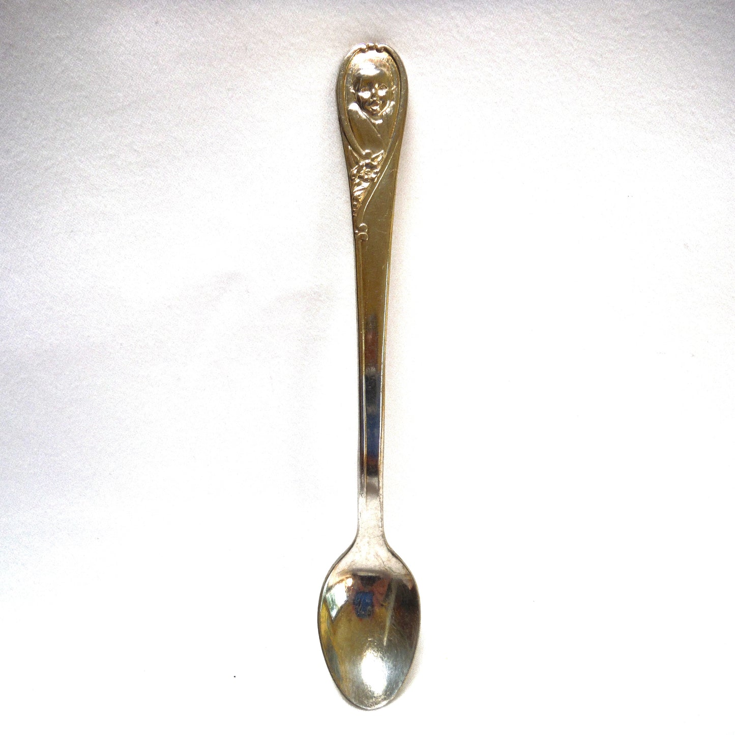 GERBER BABY FOOD Original Mid-Century 5.5 inch long Silver Plated Brass Baby Spoon, Made by W.M. Rogers