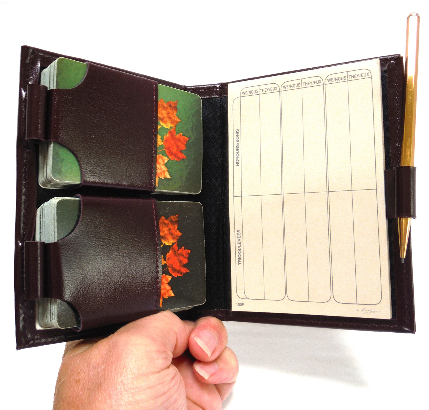 TWO COMPLETE DECKS OF VINTAGE PLAYING CARDS: In Original Vinyl Pouch with Mechanical Pencil, Presented by CANADA WIRE