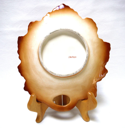 Mid-Century Maple Leaf Shaped Gold Edged CERAMIC NUT TRAY, Made in Japan