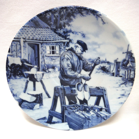 Delft Blue Demi-Tasse 1984 Cup & Saucer Set: 'THE DUTCH WOODEN SHOE MAKER'