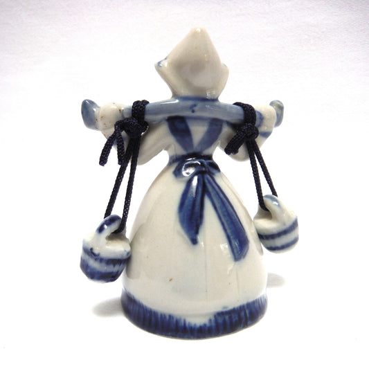 VINTAGE ANGEL BELL CARRYING TWO WATER BUCKETS, by Delft Blue of Holland
