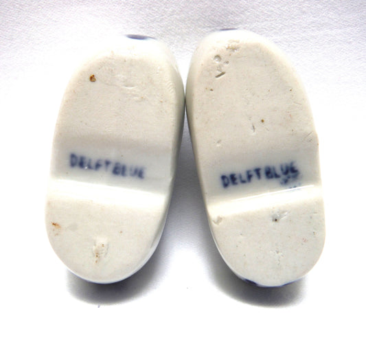 VINTAGE PAIR OF DELFT SMALL SIZED 2-Inch Long CERAMIC CLOGS, by Delft Blue of Holland