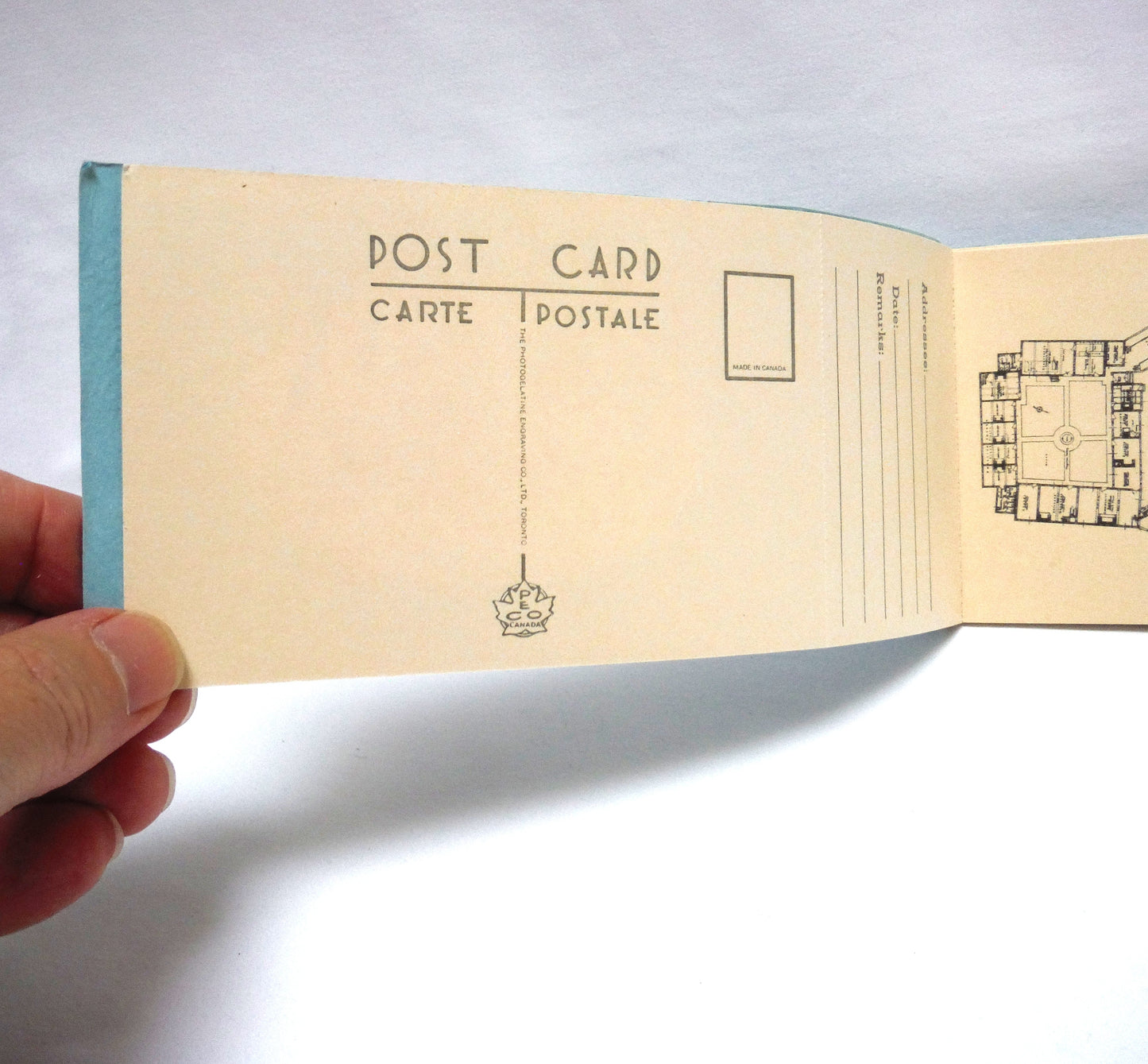 MID-CENTURY POST CARD VIEWS SET and MINIATURE VIEW ALBUM, by PECO of Toronto: Souvenir of Port Royal Habitation, Lower Granville, Nova Scotia, Canada.