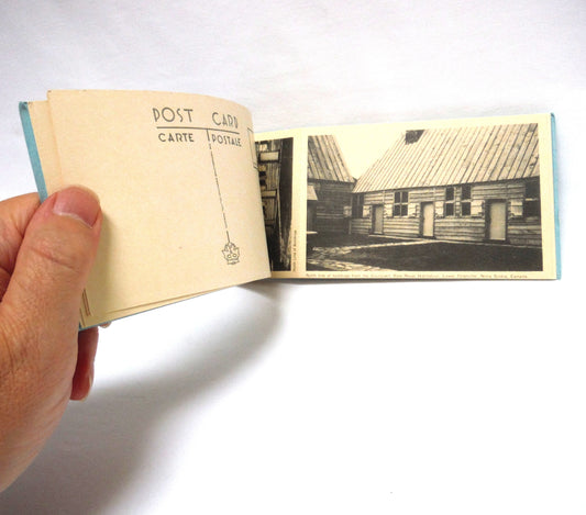 MID-CENTURY POST CARD VIEWS SET and MINIATURE VIEW ALBUM, by PECO of Toronto: Souvenir of Port Royal Habitation, Lower Granville, Nova Scotia, Canada.