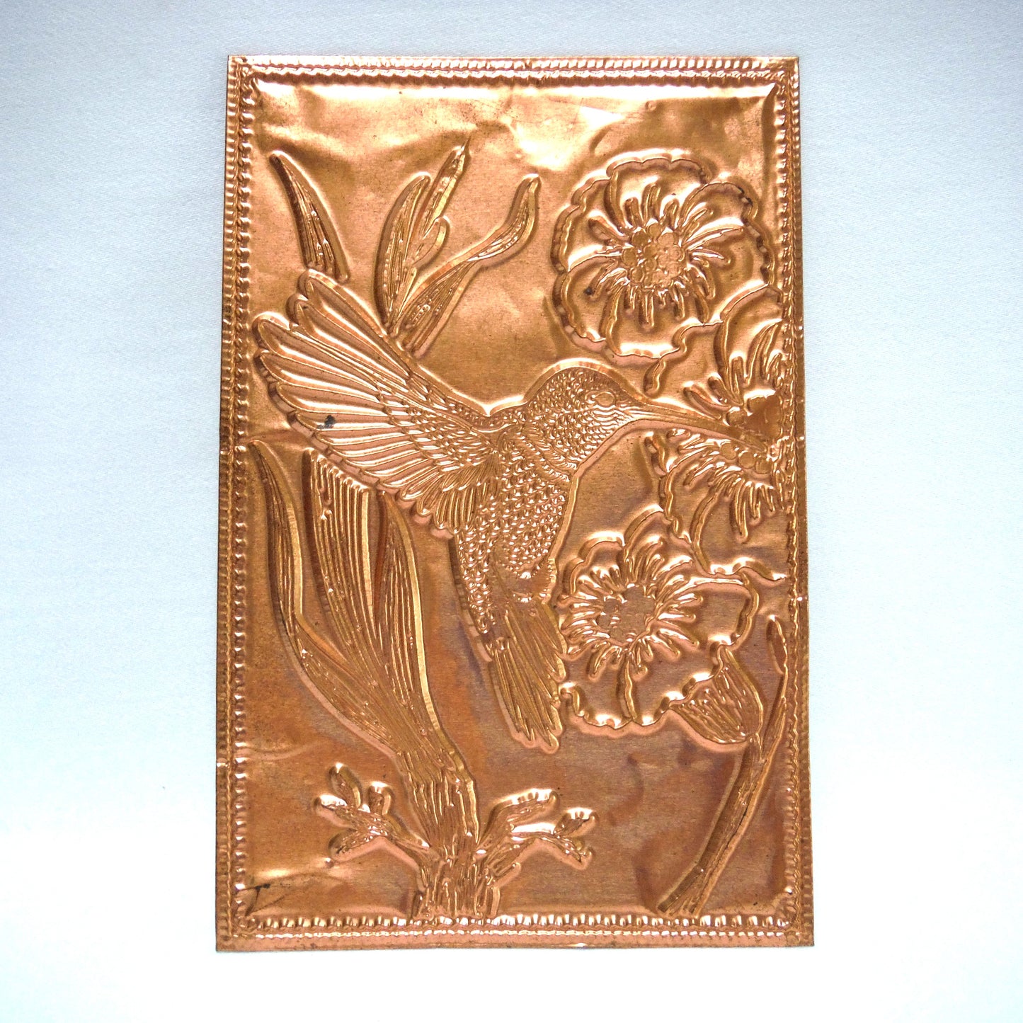 VINTAGE COPPER POSTCARD: 'The Hummingbird', by Kopper Kard Company of Salt Lake City, Utah