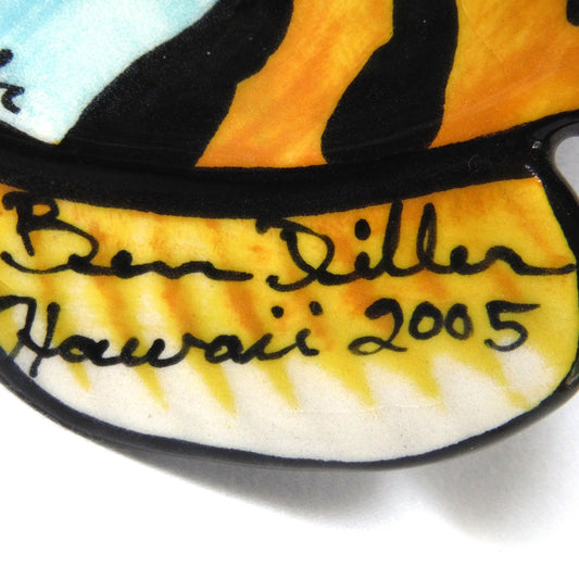 2005 HAWAII HAND-MADE ARTIST-SIGNED TRINKET TRAY: 'Threadfin Butterfly Fish' by Ben Diller