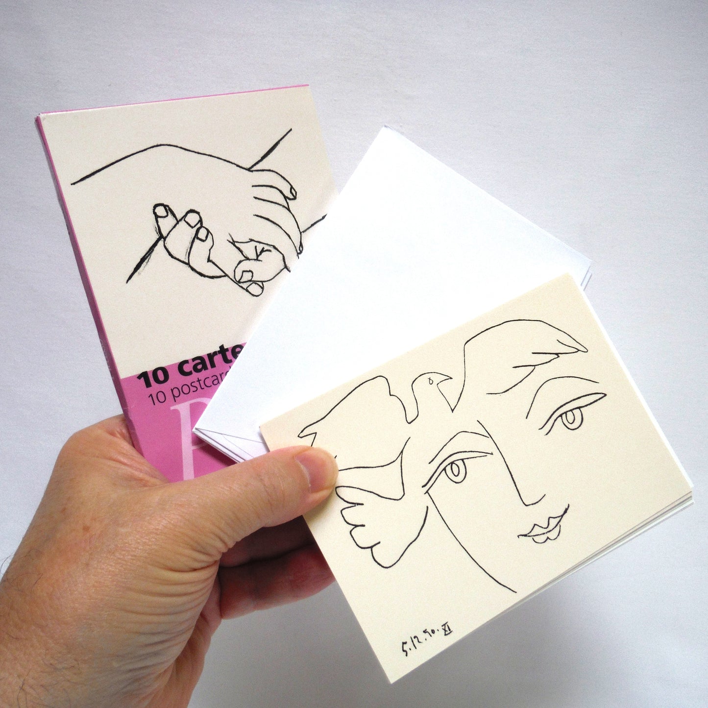 PICASSO POSTCARDS and ENVELOPES SLIPSET, Pack of 10 cartes postales by Hazan 2001, Printed in France