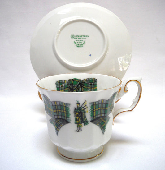 CAPE BRETON ISLAND TARTAN Tea Cup and Matching Saucer by Elizabethan Fine Bone China of England