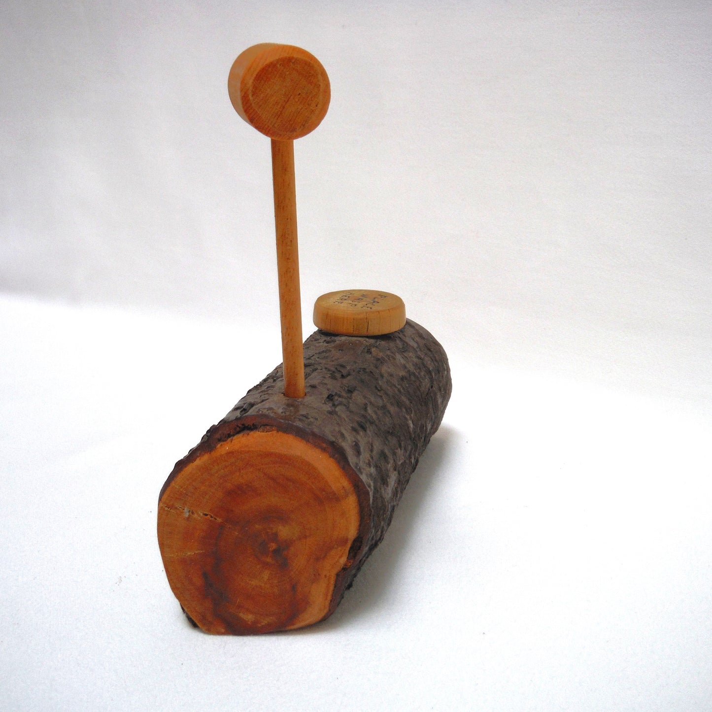 SASKATCHEWAN WASP TRAP: A Mid-Century Hand-Made Canadian Vintage Novelty Souvenir Live-Edge Mini Log and Wasp Squisher!