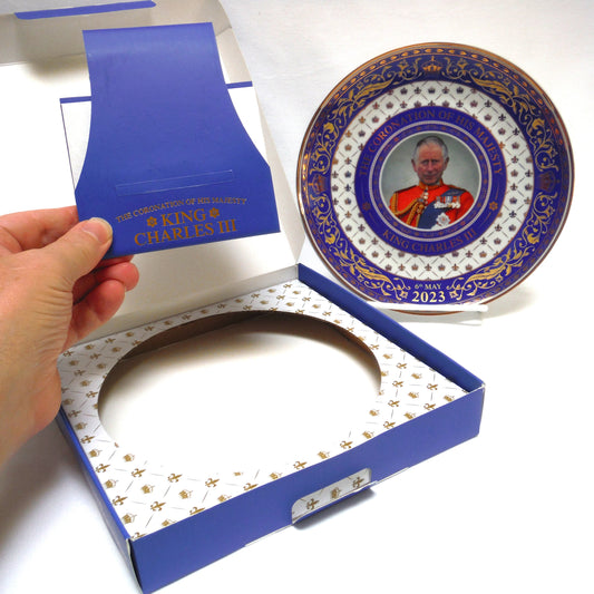 The Coronation of His Majesty King Charles III: 2023 Gold Plated Commemorative Souvenir Plate in Original Box with Stand!