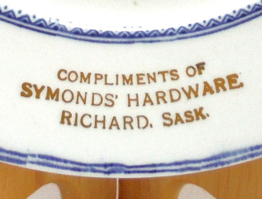 1929 Antique Decorative Calendar Plate by WOODS BURSLEM of ENGLAND: Gold Imprinted for Symonds' Hardware, Richard, Saskatchewan
