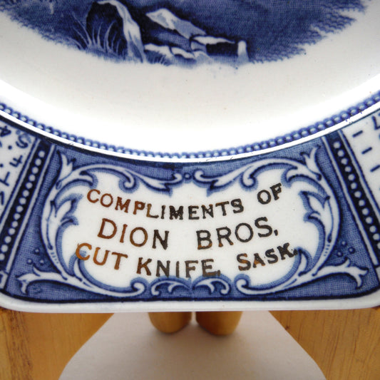 1931 Antique Decorative Calendar Plate by WOODS BURSLEM of ENGLAND: Gold Imprinted for Dion Bros. of Cut Knife, Saskatchewan
