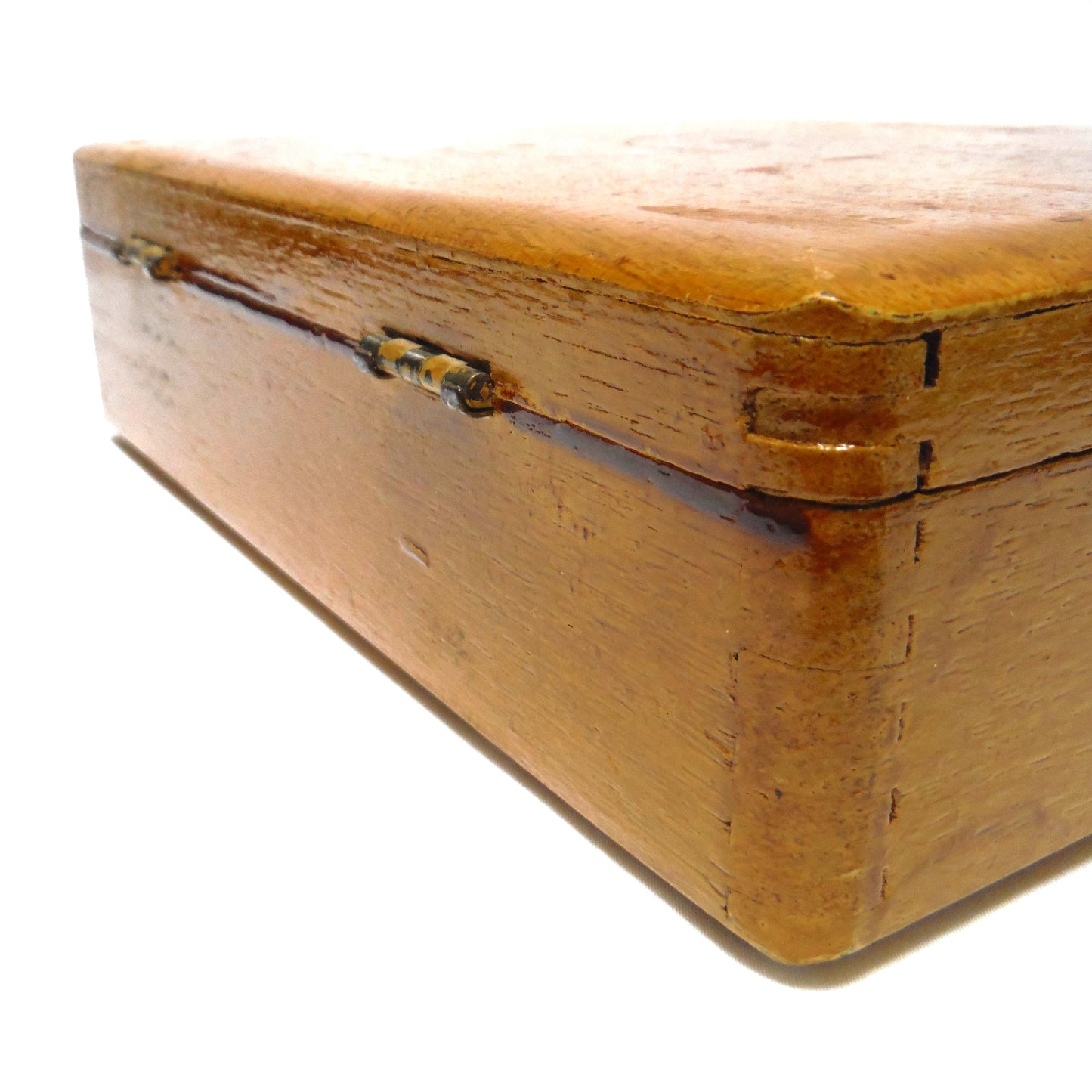 Vintage Wood Cigar Box with Hinged-Lid Working-Lock Humidor, 'INVINCIBLES DE BENSON AND HEDGES
