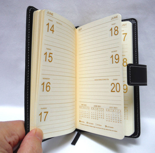 2021 EIGHTEEN MONTH AGENDA PLANNER (Weekly and Monthly) Brand New Black Leather-Like w/ Magnetic Clasp by Northvale Publishing