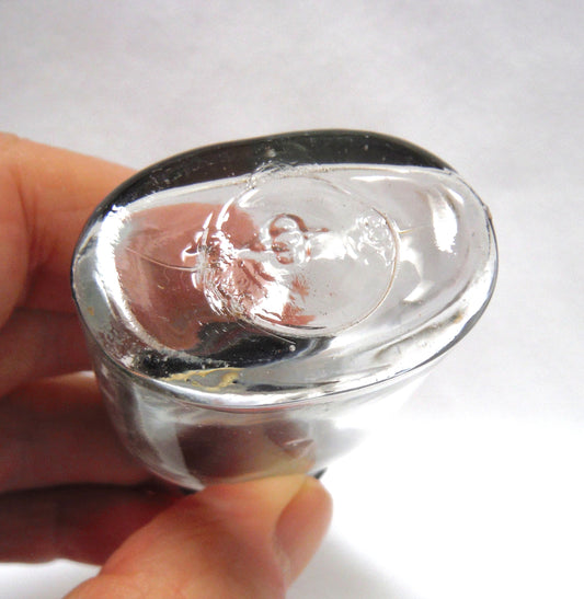 Antique Early Century Medical Style Pill Glass Jar, with Original Black Screw-Top Lid