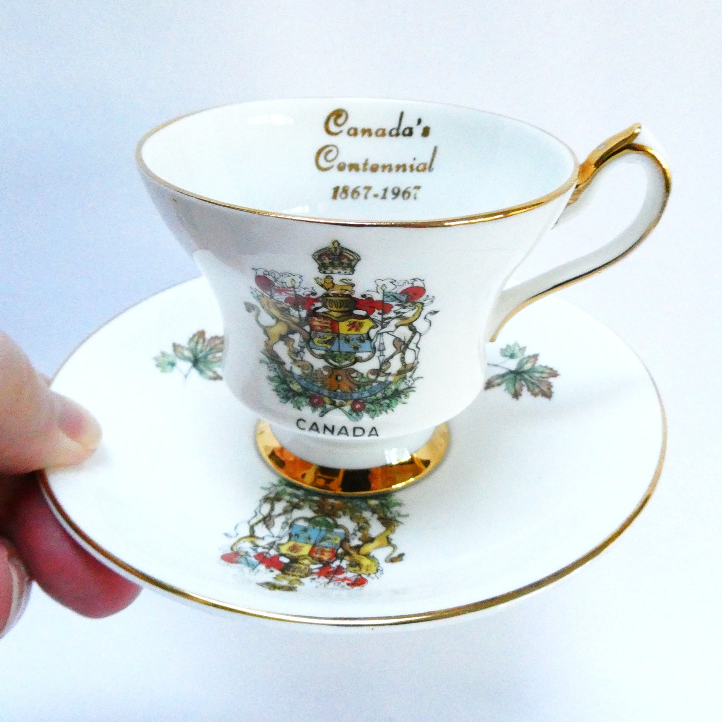 Collectible 1967 Tea Cup & Matching Saucer: CANADA'S CENTENNIAL 1867-1967 by Windsor of England