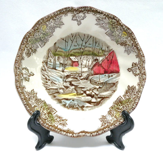 Vintage Johnson Brothers FRIENDLY VILLAGE SERIES TRINKET TRAY or TEA SAUCER, in The Famous Ice House Pattern