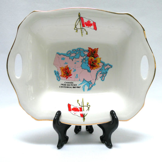 Vintage Lord Nelson English Pottery SMALL CERAMIC DISH or LARGE TRINKET TRAY, Commemorating the Canadian Centennial Celebration of 1967
