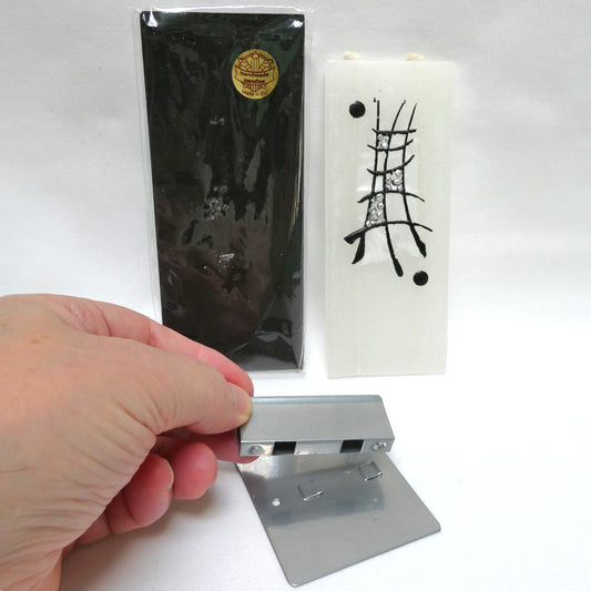 Vintage European Handmade Rare Flat 2-Wick Candle with Metal Stand, by FLATYZ of Lithuania