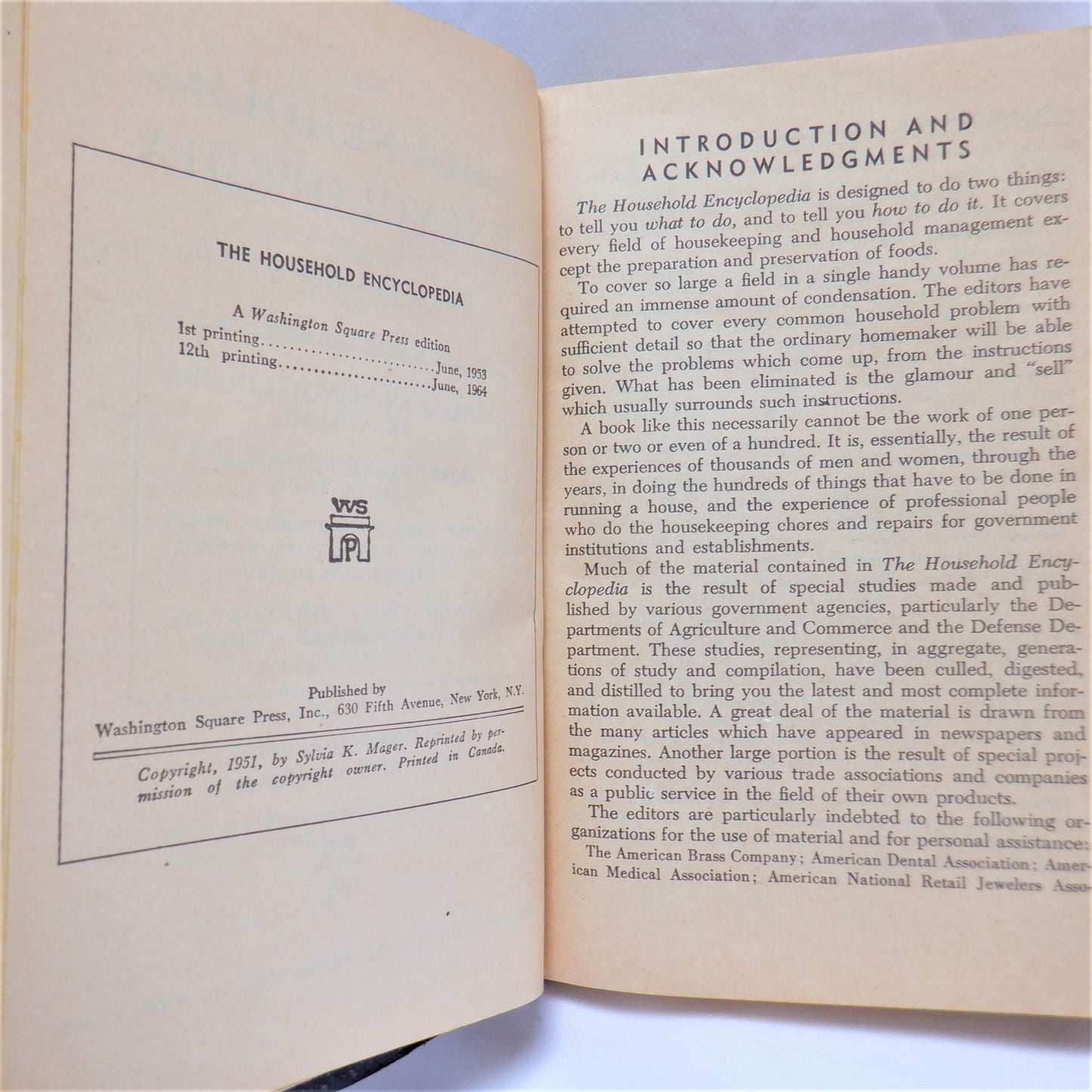 THE HOUSEHOLD ENCYCLOPEDIA, Presented by The Star Weekly, Written by N.H. and S.K. Mager (Vintage 1964)