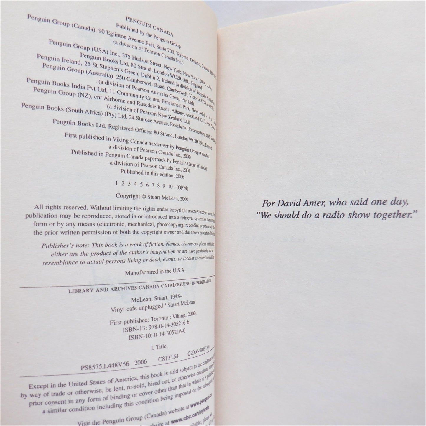 VINYL CAFE UNPLUGGED, Short Stories by Stuart McLean, 2006