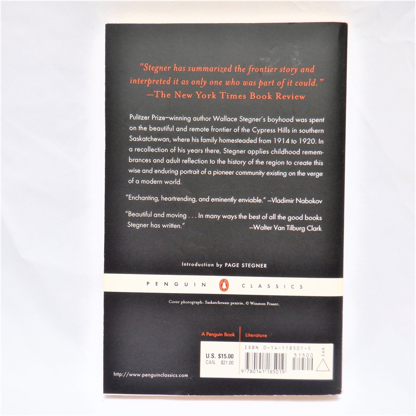 WOLF WILLOW, A History, A Story, and a Memory of the Last Plains Frontier, A Novel by Wallace Stegner, 2000